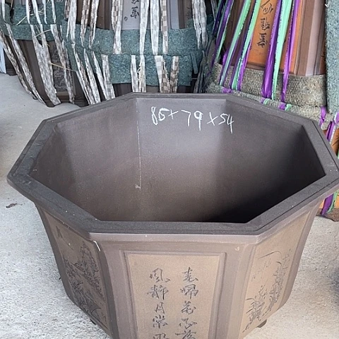 紫砂花盆大八方盆一个灰色