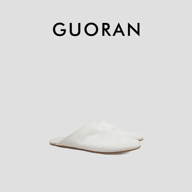 水洗马皮脏脏擦色做旧包头穆勒拖平底外穿时装凉拖