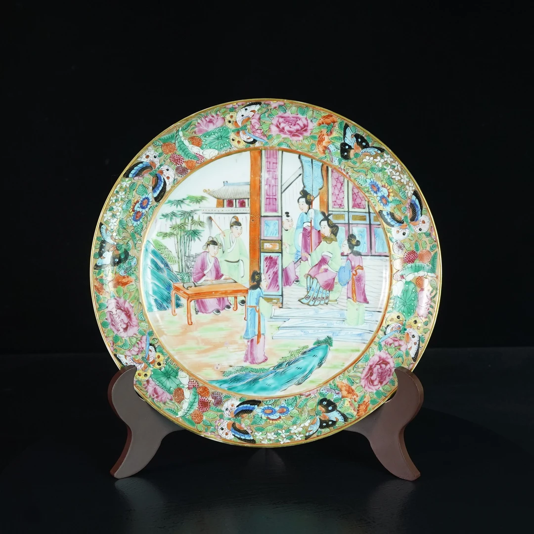 LABC250103031【十竹斋】清咸丰红楼梦侍女人物广彩赏盘
