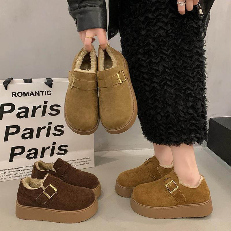 超火加绒勃肯鞋女冬季爆款外穿保暖休闲鞋一脚蹬韩版户外防寒棉鞋