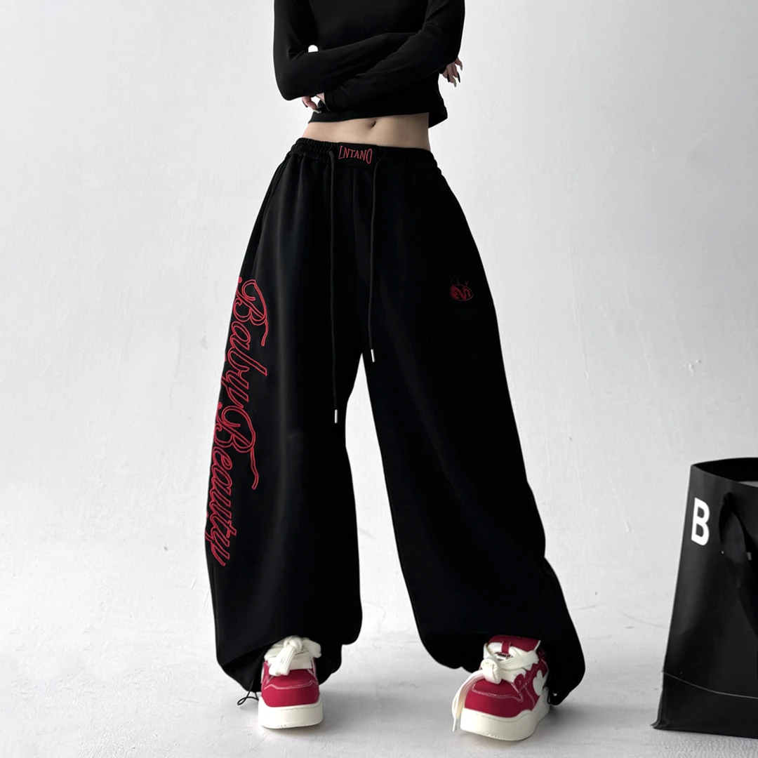 2025秋冬季新款韩版宽松显瘦百搭休闲裤女高腰直筒阔腿长裤子潮