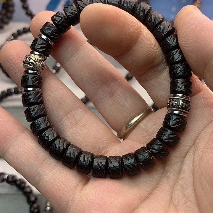 手串椰蒂96刀纹吞金兽上上签黑金