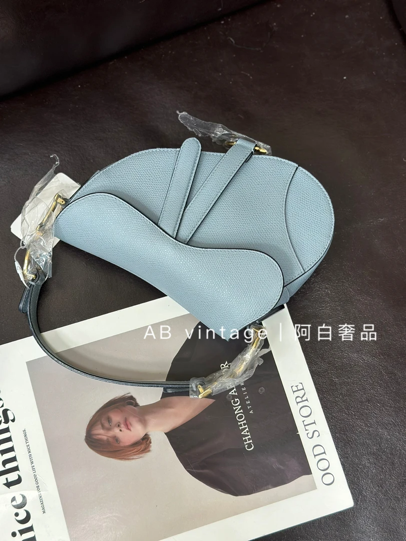 95新 DIOR/迪奥 阿白奢品/迪奥 蓝色小号马鞍包