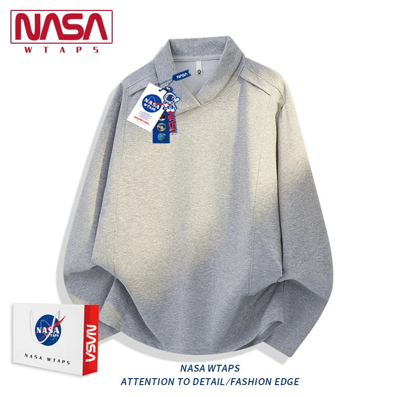 NASA WTAPS美式高级感不规则POLO领卫衣男款春秋季宽松痞帅卫衣潮