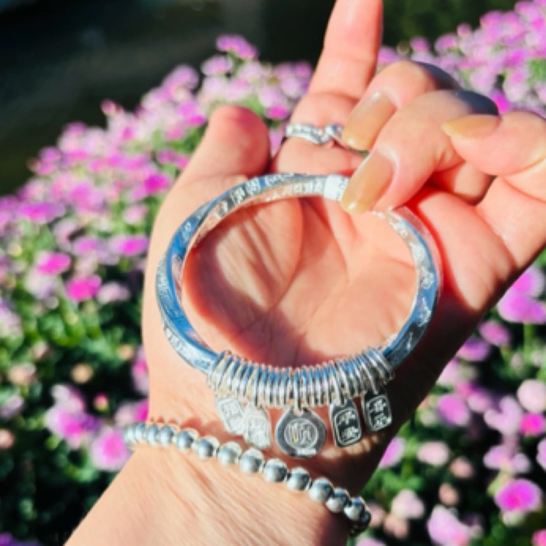 足银手镯 足银999莫比乌斯盘缠手镯纯手工时尚女款民族风