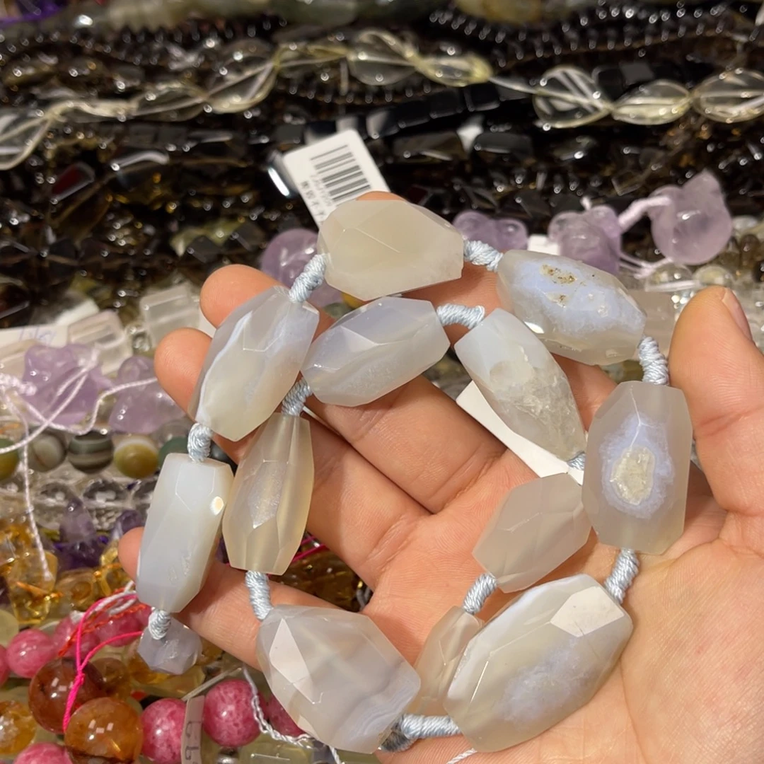 玛瑙/玉髓散珠蓝纹玛瑙随行