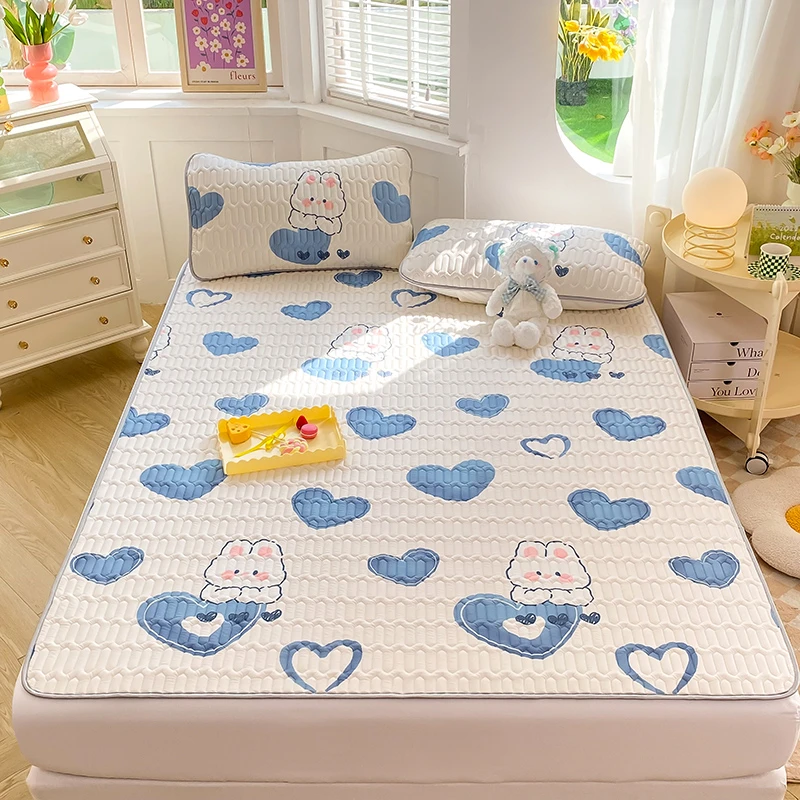 新疆包邮-爱心小兔夏季凉感丝夏日乳胶凉席清凉柔软防滑
