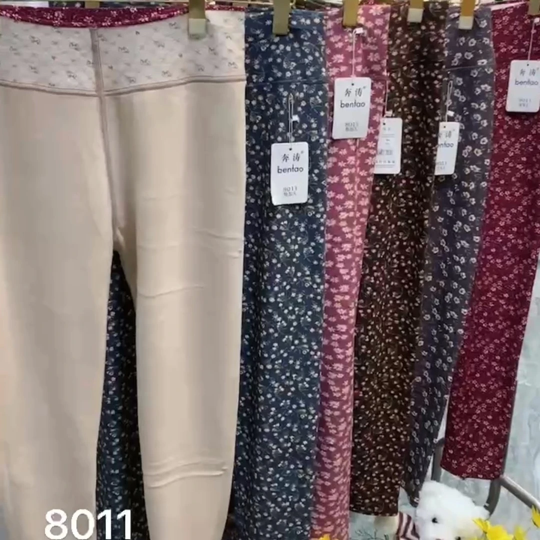 8011印花女款妈妈加绒裤