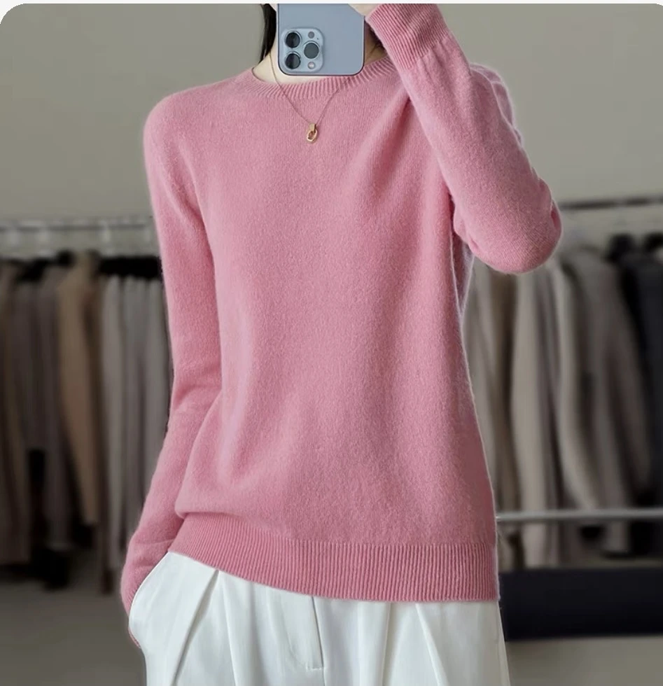 2025秋冬季新款圆领羊毛衫慵懒风宽松显瘦百搭套头毛衣