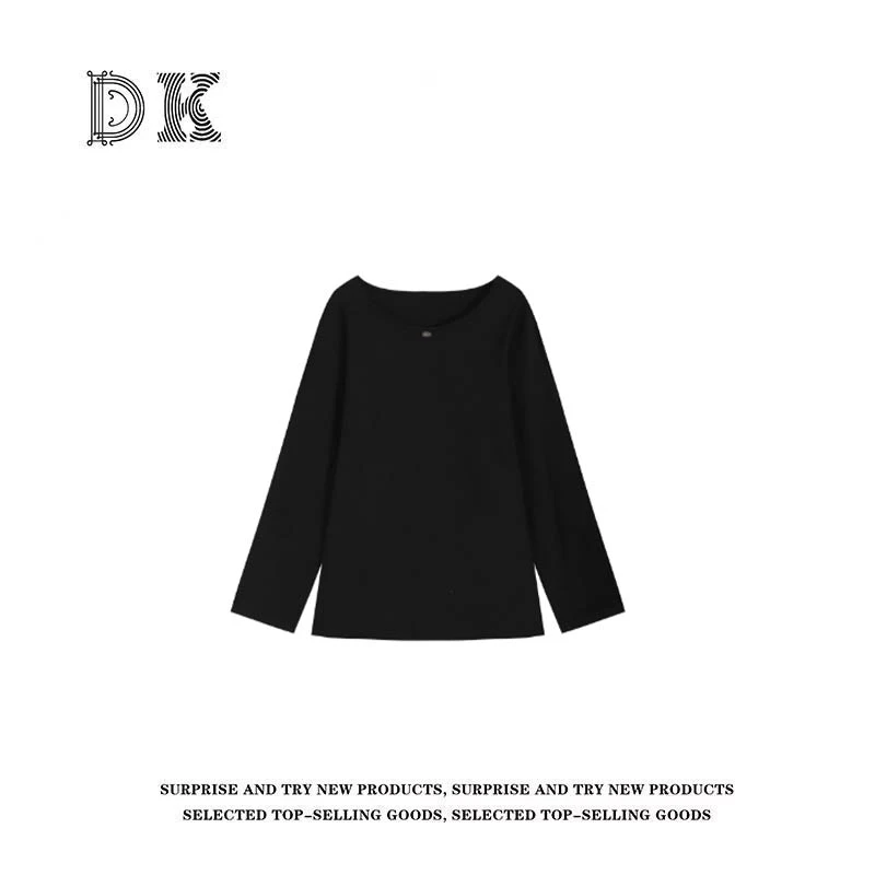 DK 2025款女装 纯色简约时尚洋气宽松遮肉圆领长袖衫T恤 9880