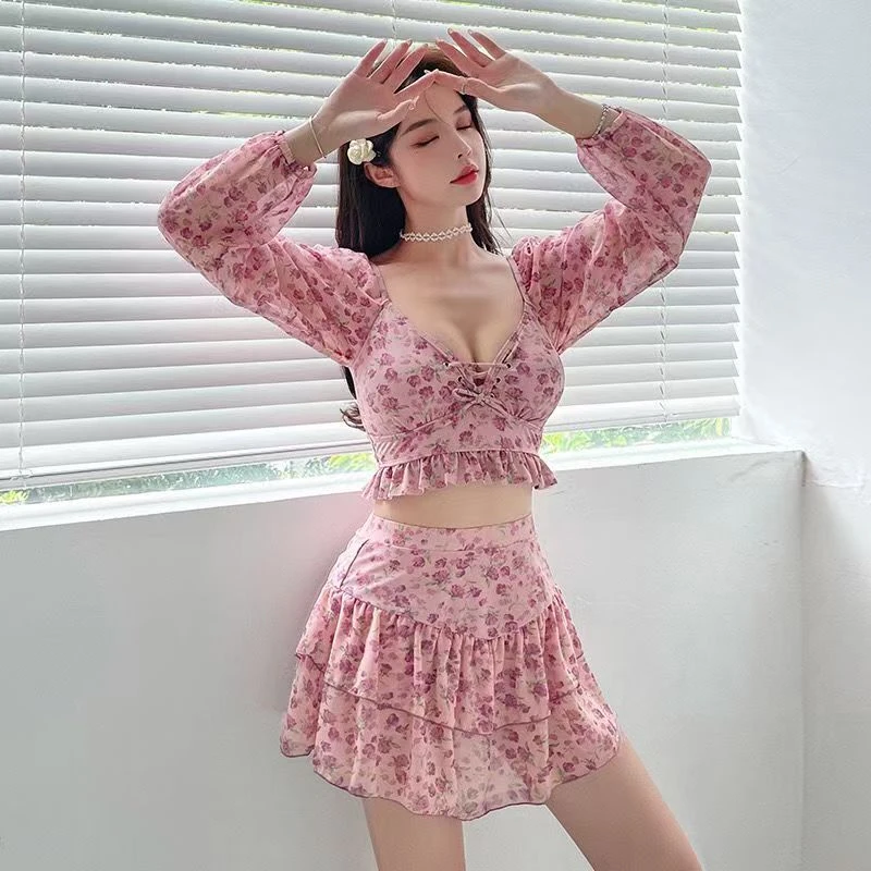 女款裙式分体泳衣保守高腰遮肚显瘦适合游泳泡温泉