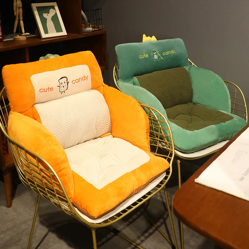 可爱坐垫靠背靠垫一体椅子垫护腰办公室久坐宿舍学生冬季座椅屁垫