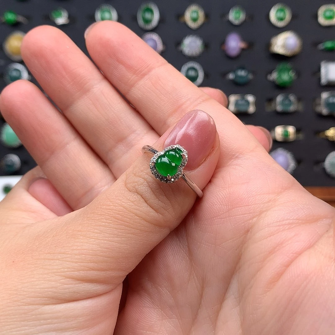 翡翠戒指银S925镶嵌?****?戒指925