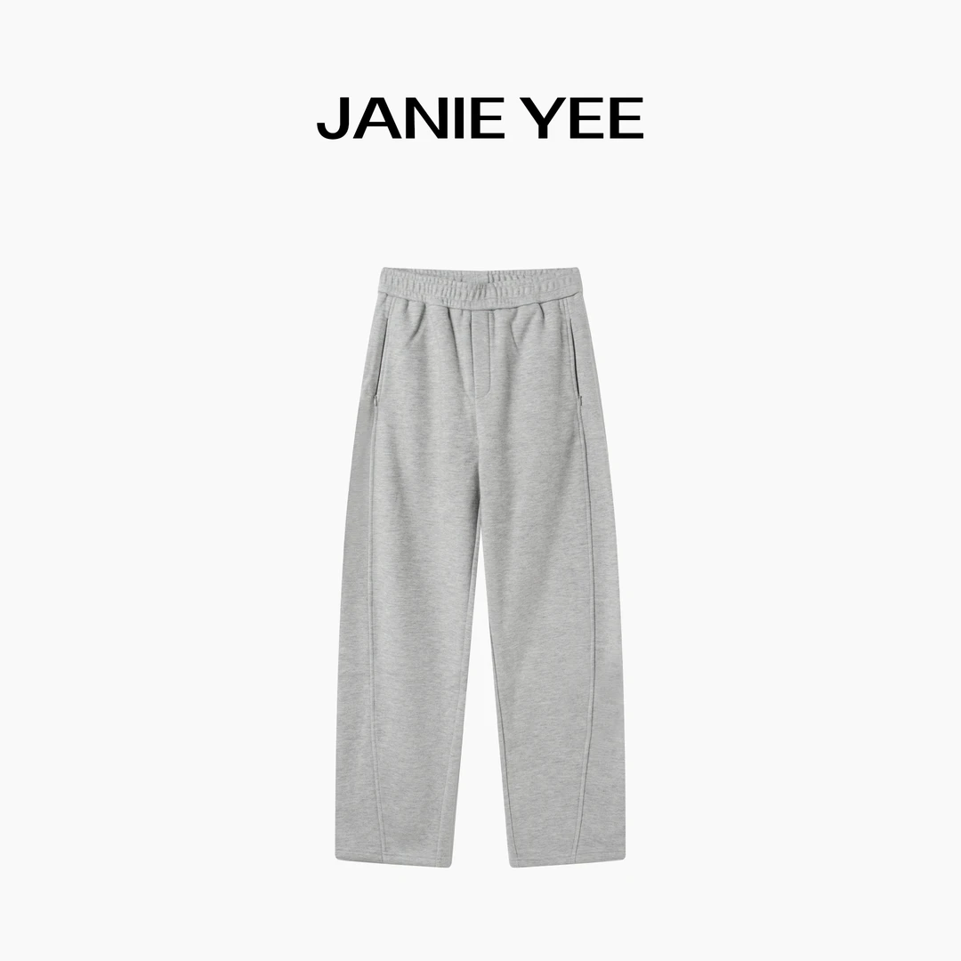 Janie Yee”粽子裤”加厚加绒绵羊毛松紧腰休闲宽松长裤冬 25A3296