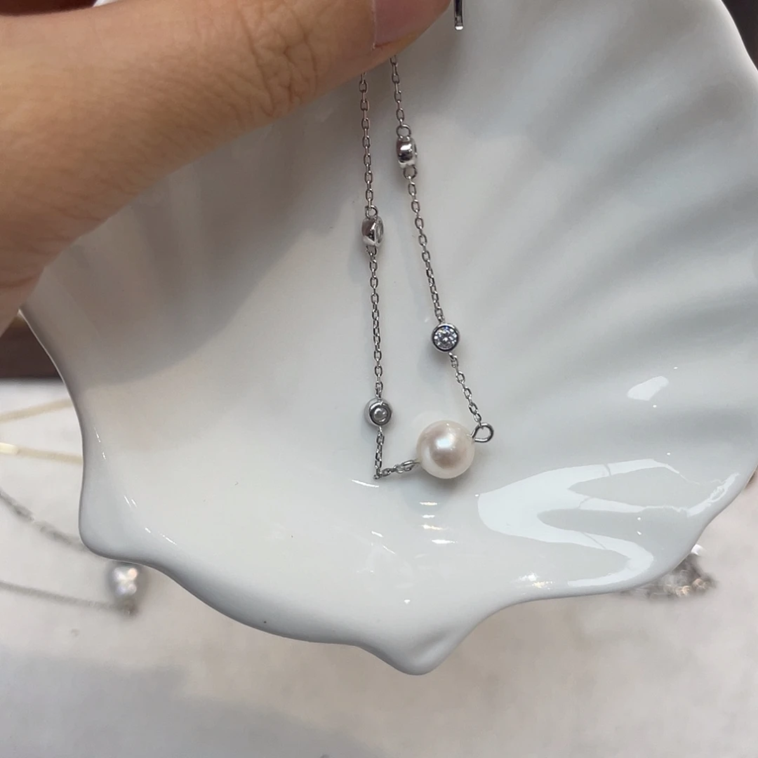 手绳银S925镶嵌海水珍珠