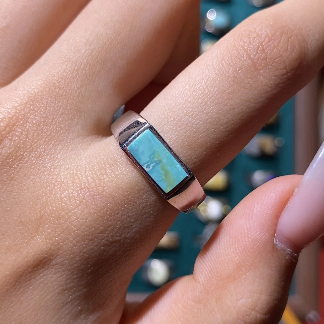 绿松石银S925镶嵌戒指