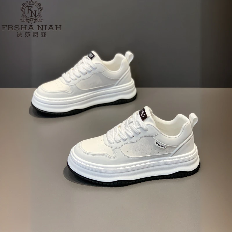 法莎尼亚男鞋新款秋季皮面百搭透气运动流光风男士低帮厚底休闲鞋