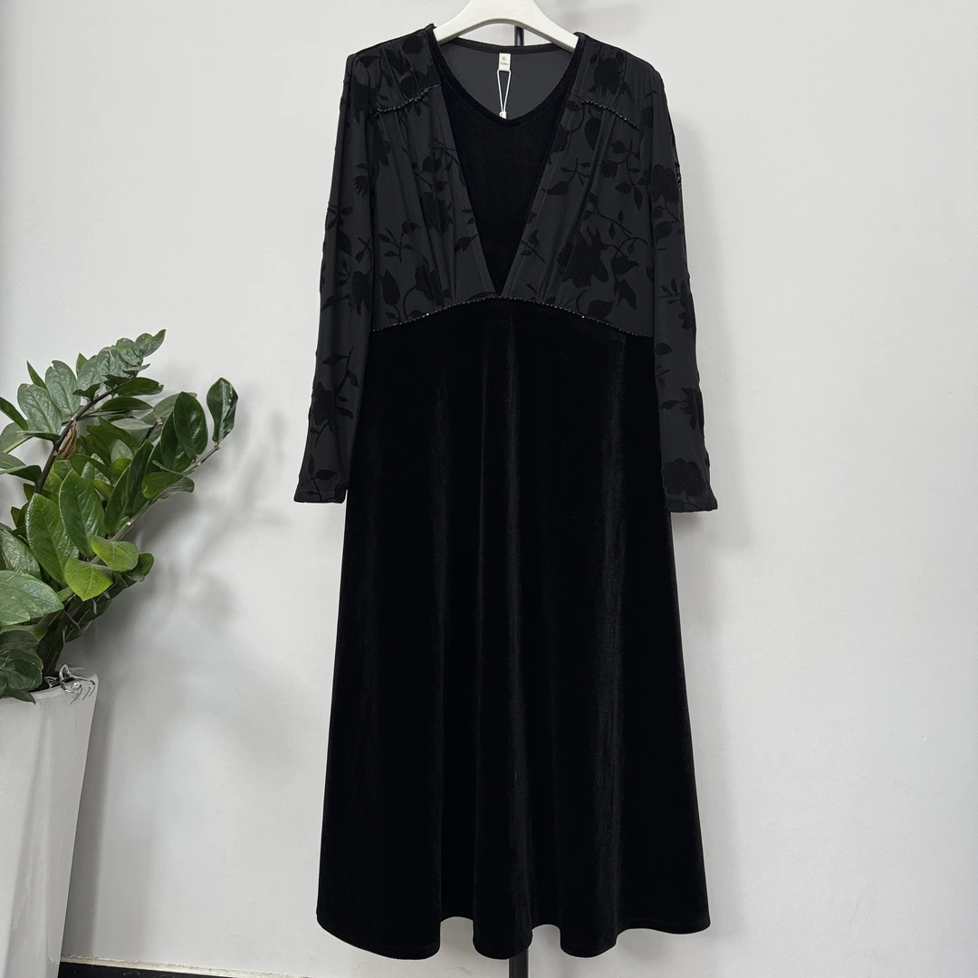 2427丝绒气质连衣裙（衣长110厘米）