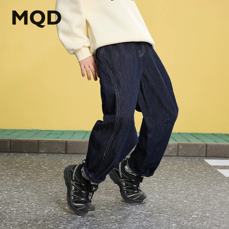 MQD童装儿童25春新款学院风休闲百搭长裤中大童牛仔裤9651W1414