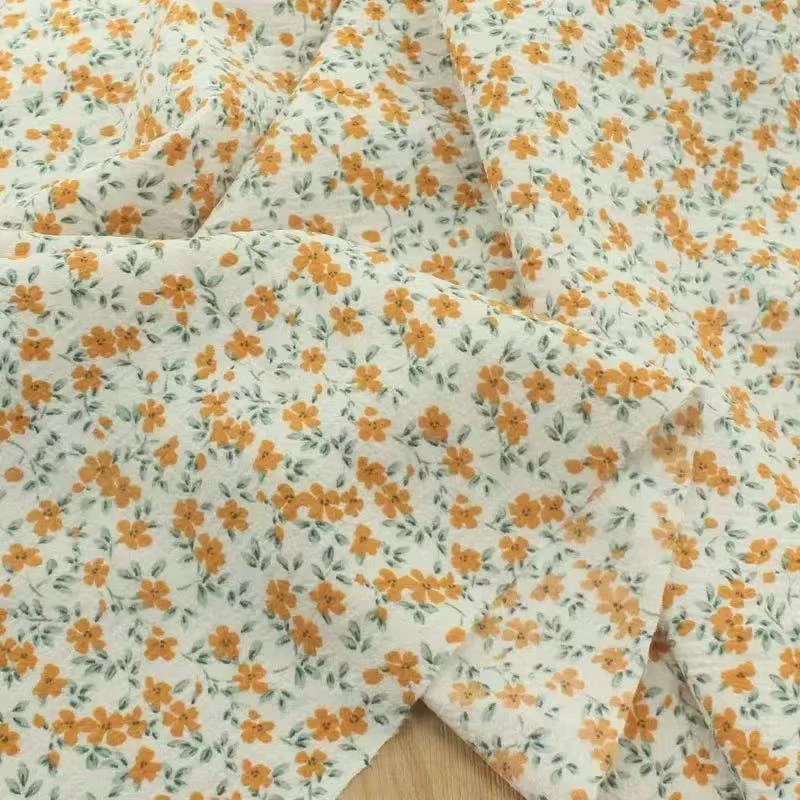 【小美好专属】田园风 橙黄色小碎花弹力布料