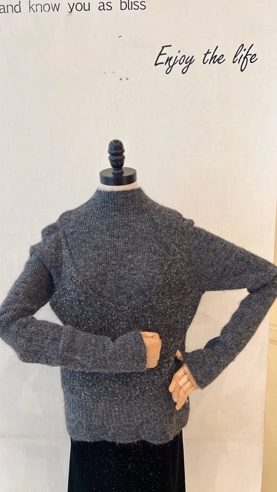 【门店同款】ENJOY冬季亮闪假两件针织衫160901553