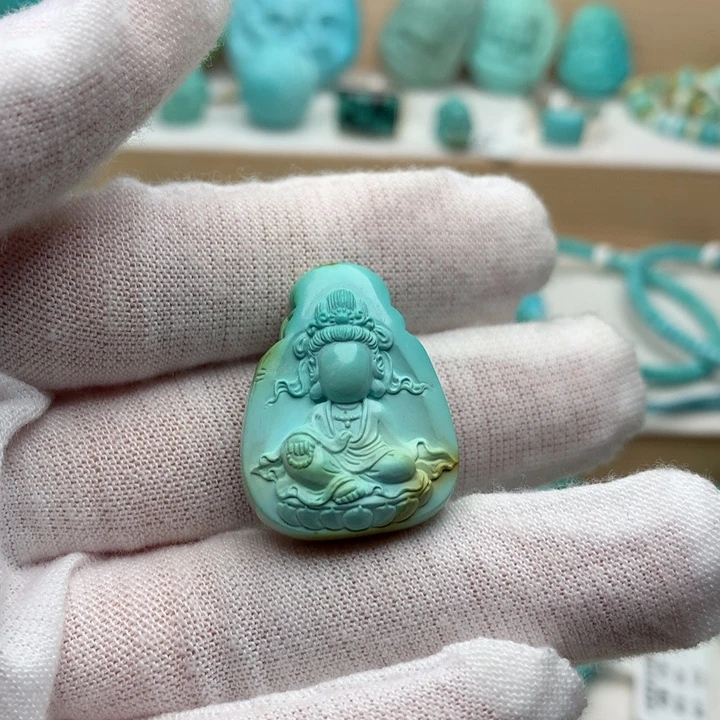 绿松石未镶嵌珠宝奇石无相观音