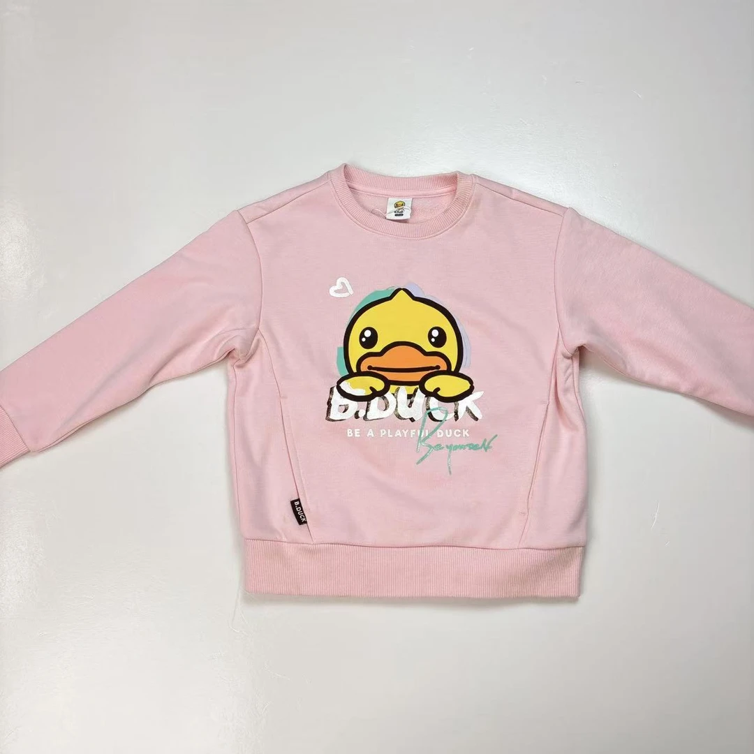 B.DUCK小黄鸭加绒儿童圆领春秋男女童装纯棉百搭时尚上衣卫 A059