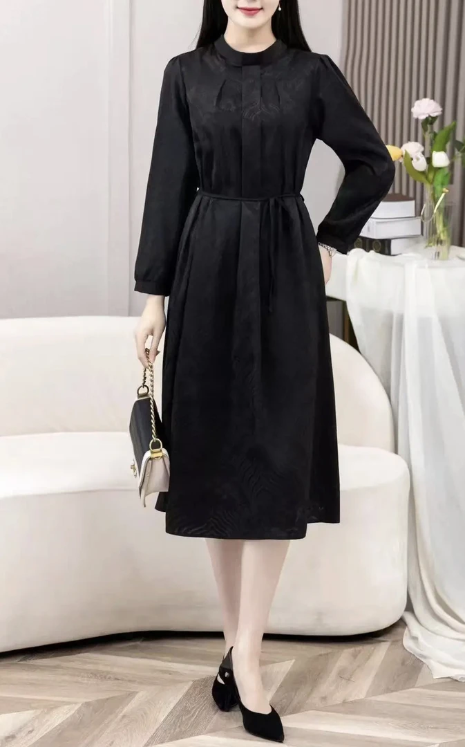 香【宋锦提花】新款高级洋气夏季收腰气质显瘦连衣裙时尚裙子8901