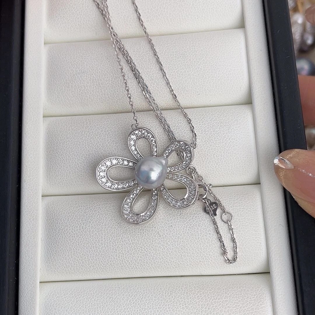 银S925镶嵌海水珍珠颈饰