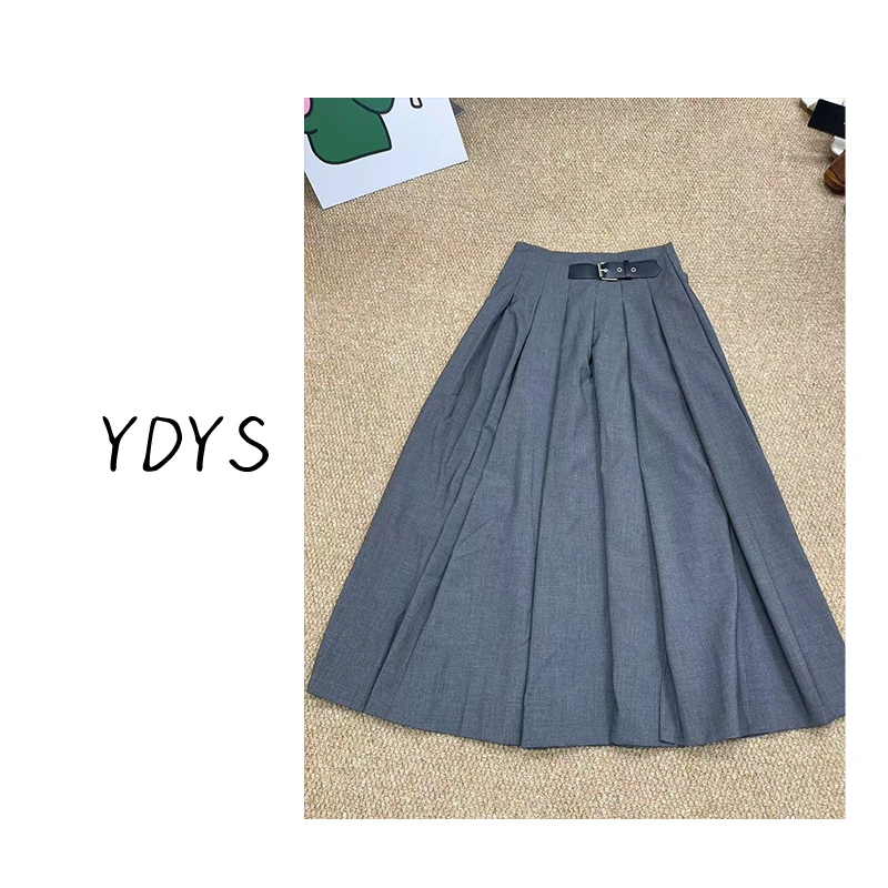 【YDYS】25Y00069 2025新款时尚气质小众设计感腰带中长裙