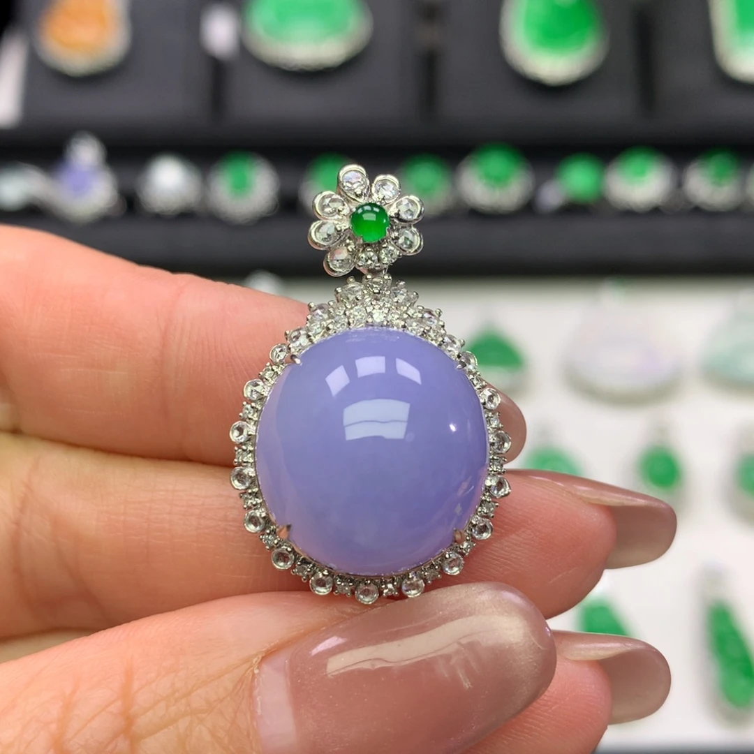 翡翠18K金镶嵌吊坠(不含链)