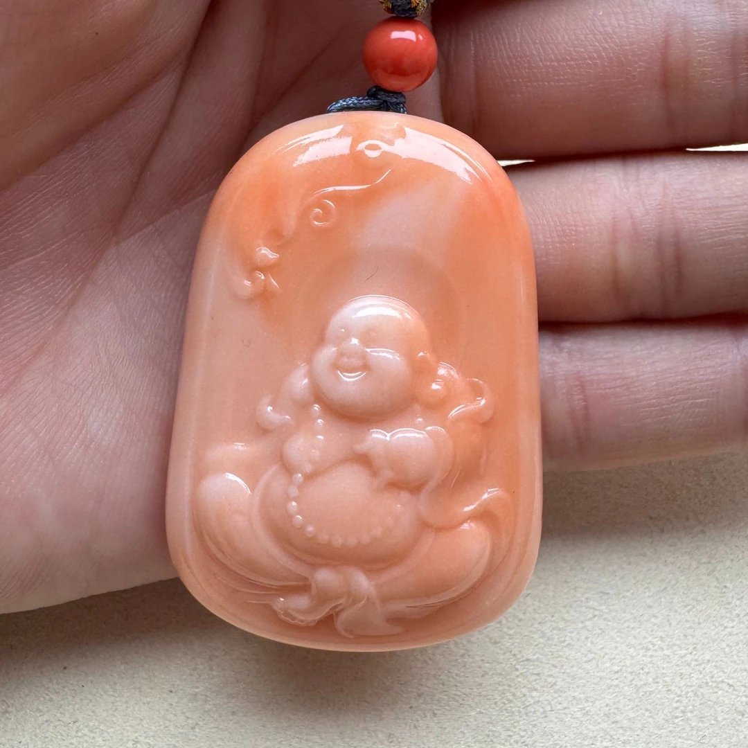 非金属珐琅项链 凤凰粉 佛公吊坠项链 V77