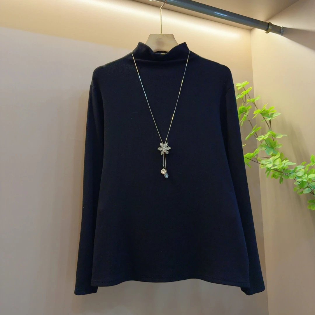 新款半高领高级感纯色磨毛上衣（长65左右）