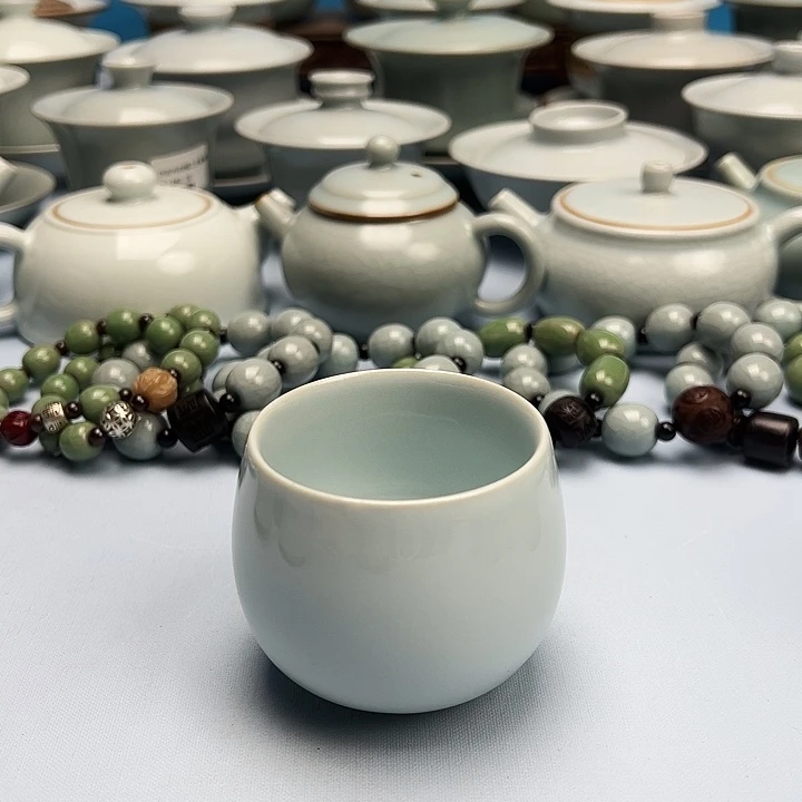 杯月白釉龙蛋杯原矿原釉原产地