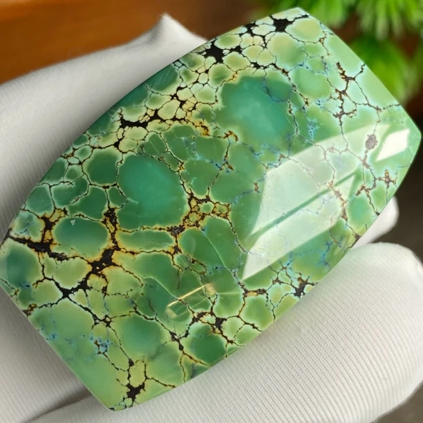 特色三彩牌可做锁骨吊坠原矿绿松石尺寸长38.4mm宽25.5mm厚16.3mm