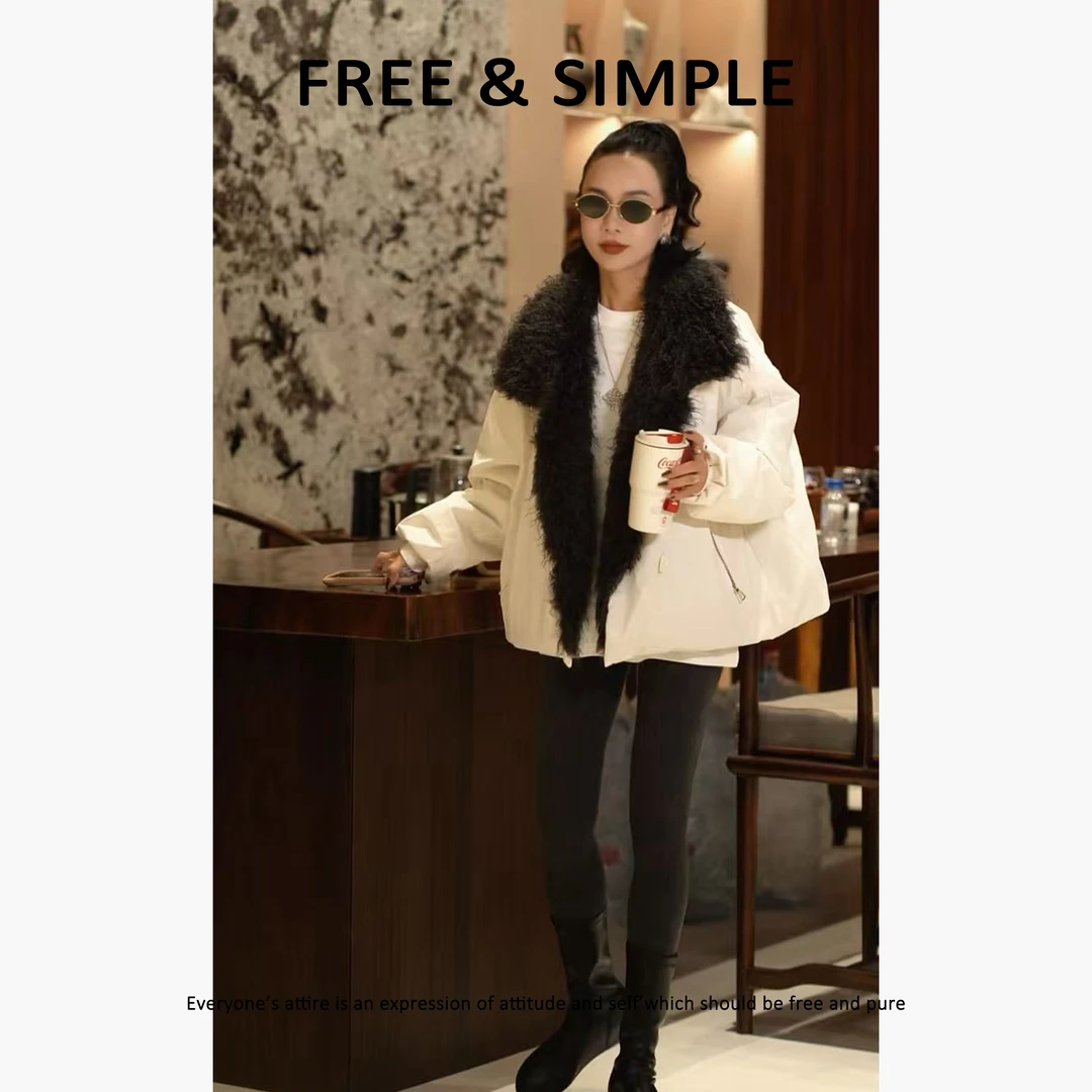Free&Simple-‘热可可’秋冬款加绒加厚保暖毛领羽绒服-2517