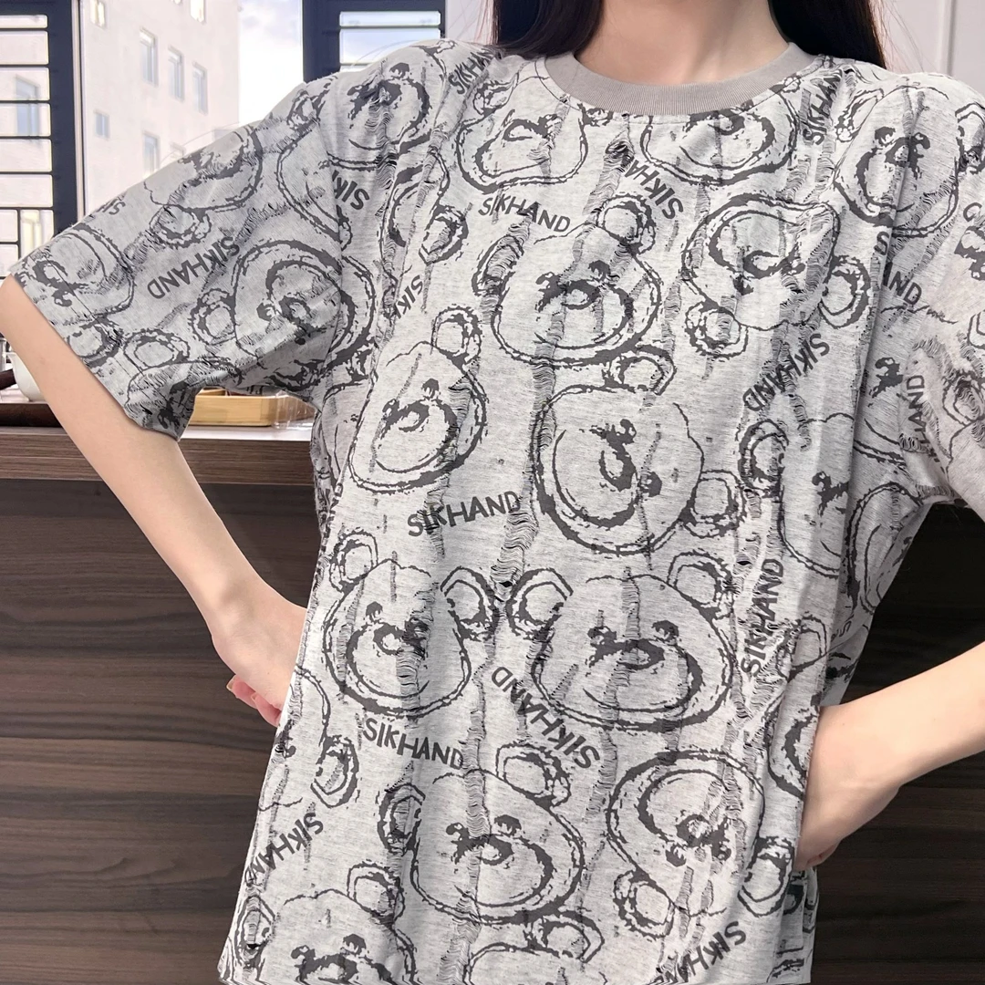 短袖春夏青少年男士服装版型长款半袖T恤印花圆领