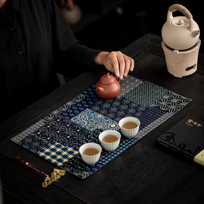 棉麻茶席中式织锦加厚双层主人席干泡茶布家用禅意茶垫子茶铺香席