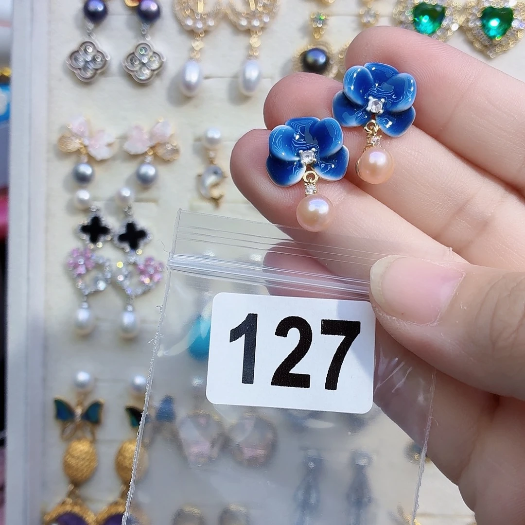 合金淡水珍珠耳饰