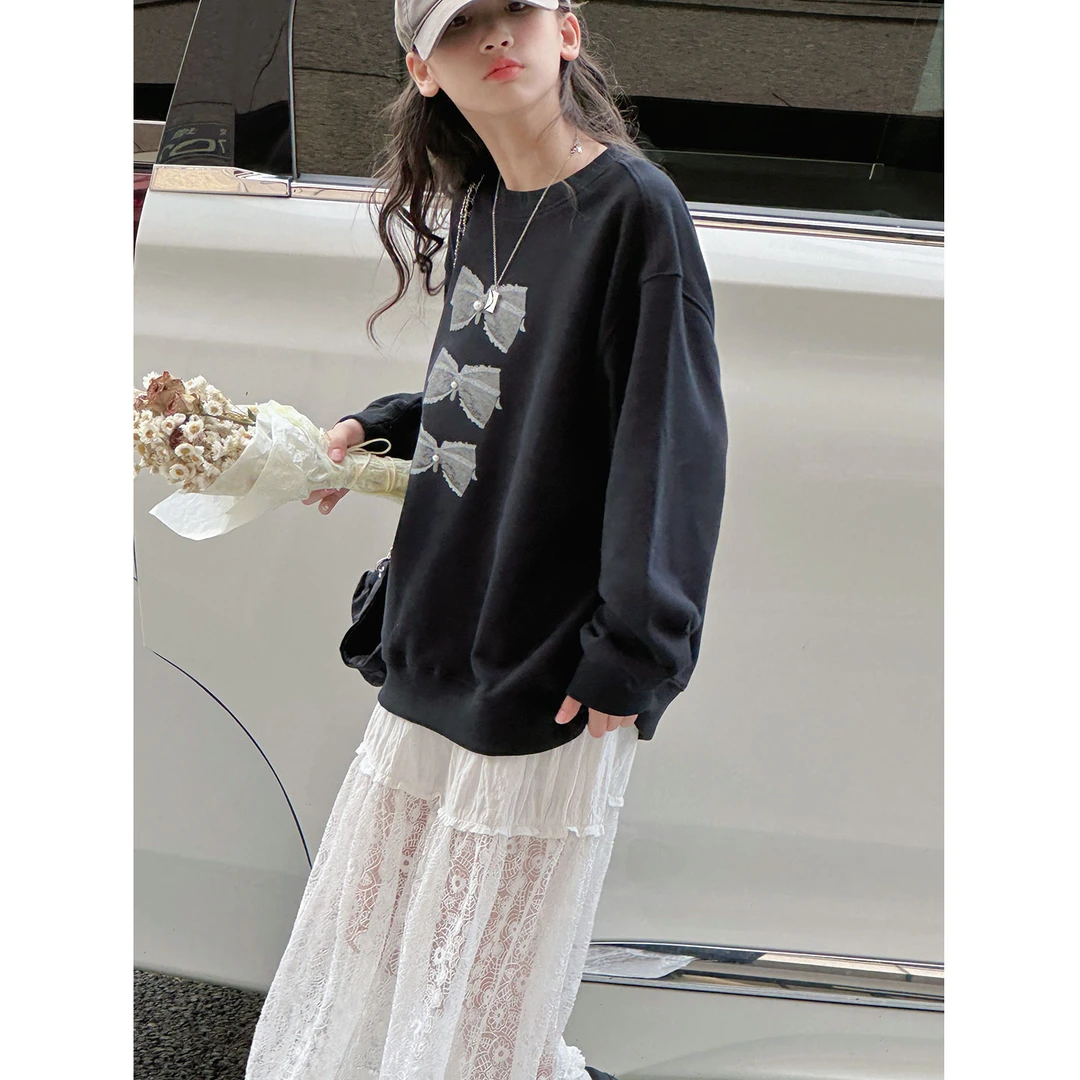 K29400孙小美复古女童秋装卫衣2025新款儿童长袖上衣春秋衣服