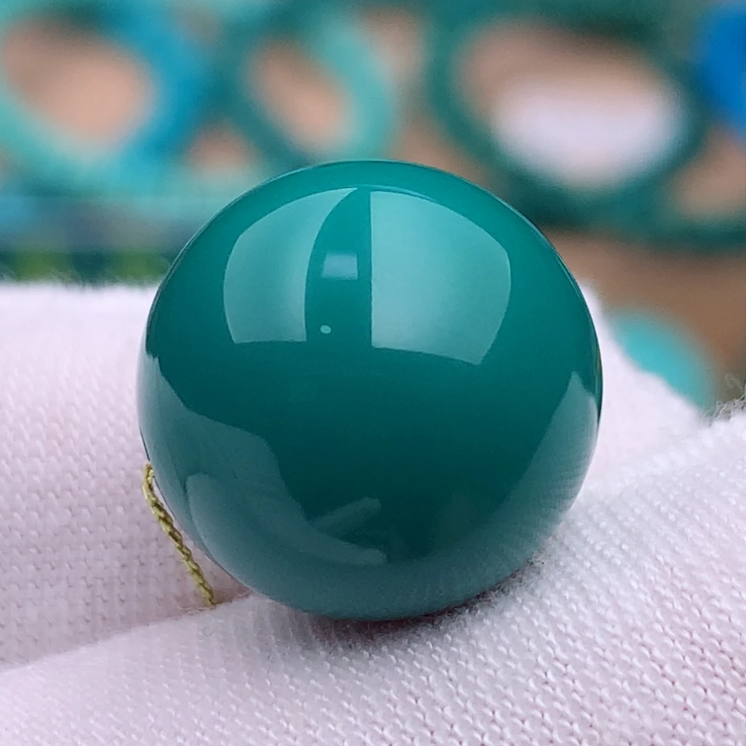 未镶嵌绿松石珠宝奇石14.1mm精工圆珠