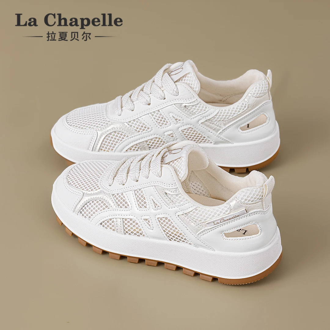 拉夏贝尔网面阿甘德训鞋女2025冬季新款休闲运动凉鞋透气镂空板鞋