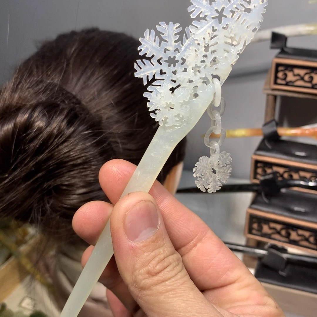 岫玉玉雕发簪未镶嵌