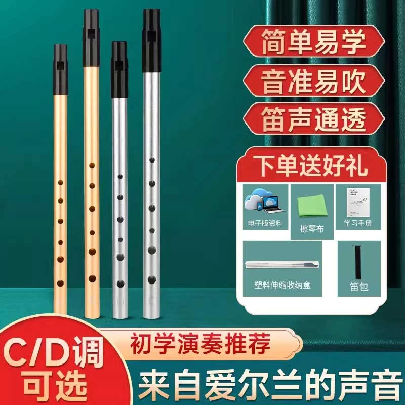 DBAO/哆宝爱尔兰哨笛D调初学者入门小学生用金属笛子6孔高音竖笛