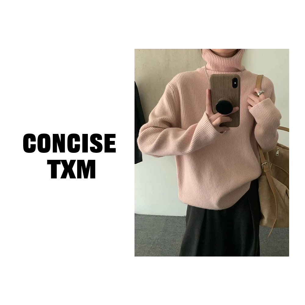 【唐小木】冬季宽松高领竖条纹毛衣 韩版气质休闲简约 S0759