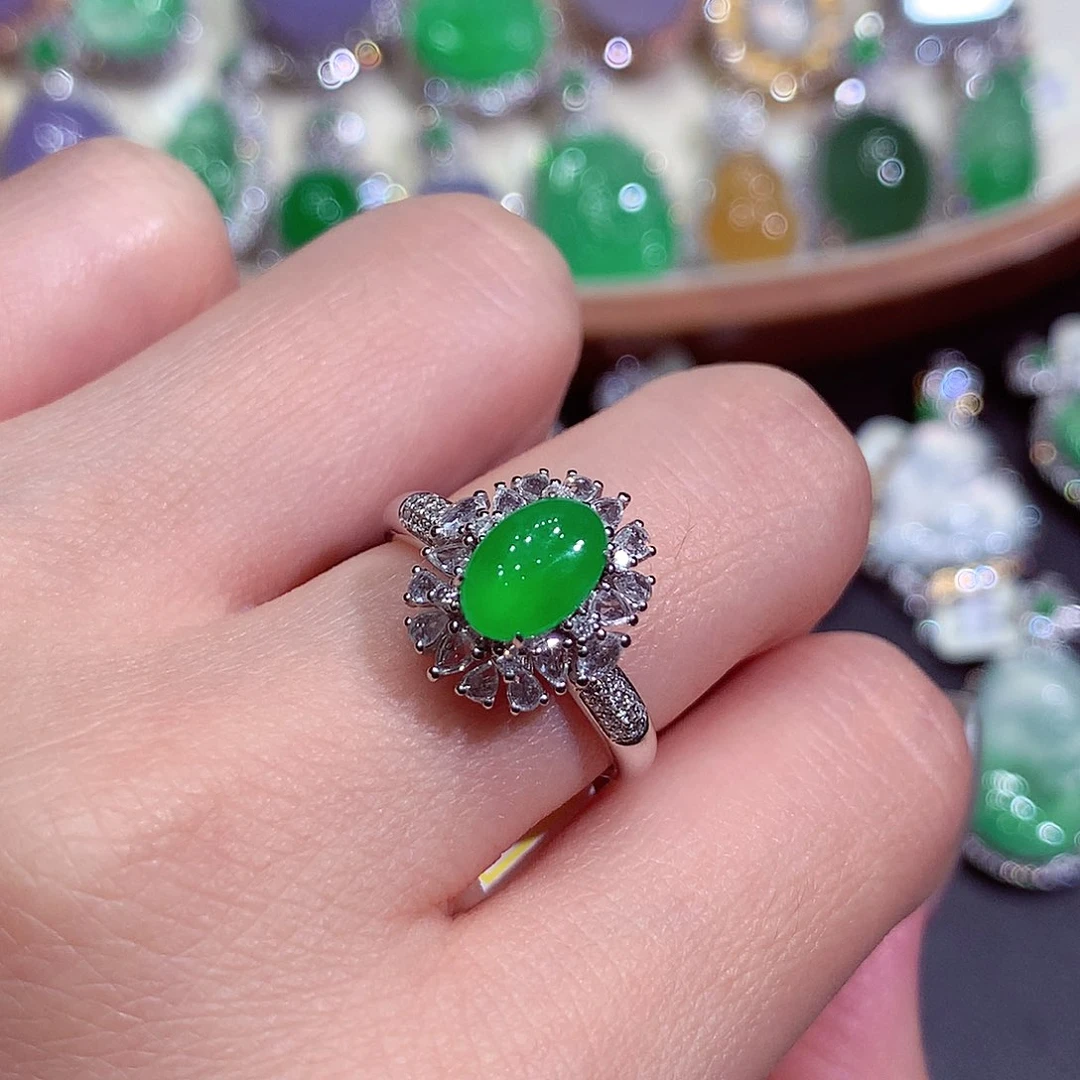 吊坠(不含链)18K金镶嵌翡翠