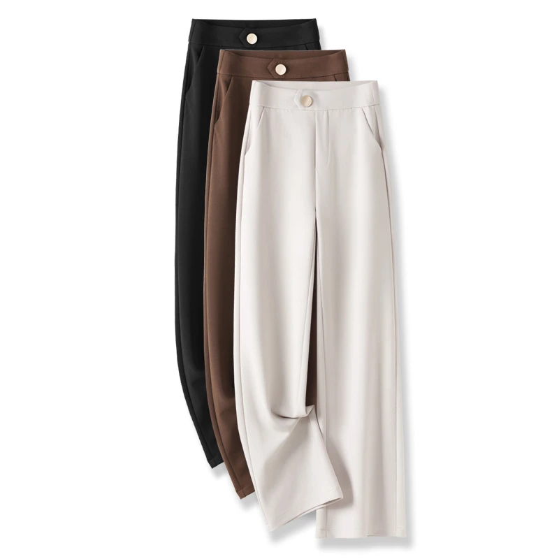 拉夏贝尔秋季窄版西装阔腿裤女2025新款垂感显瘦时尚高档休闲长裤