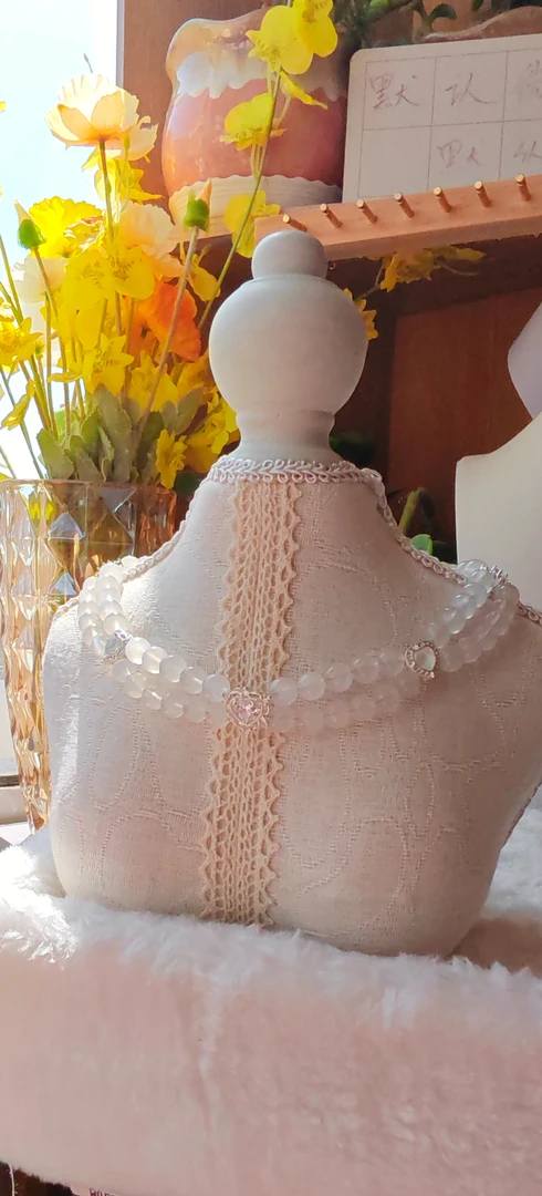 铜合金琉璃项链 双层白月光项链孤品原创设计