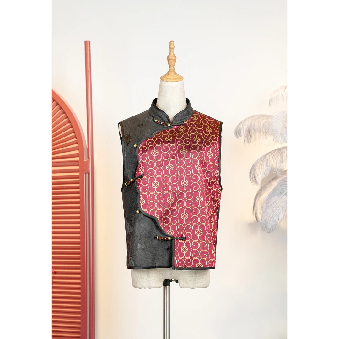 【万象有衣】 巳巳如意金秋玉叶-原创设计师手工云锦款马甲-7687