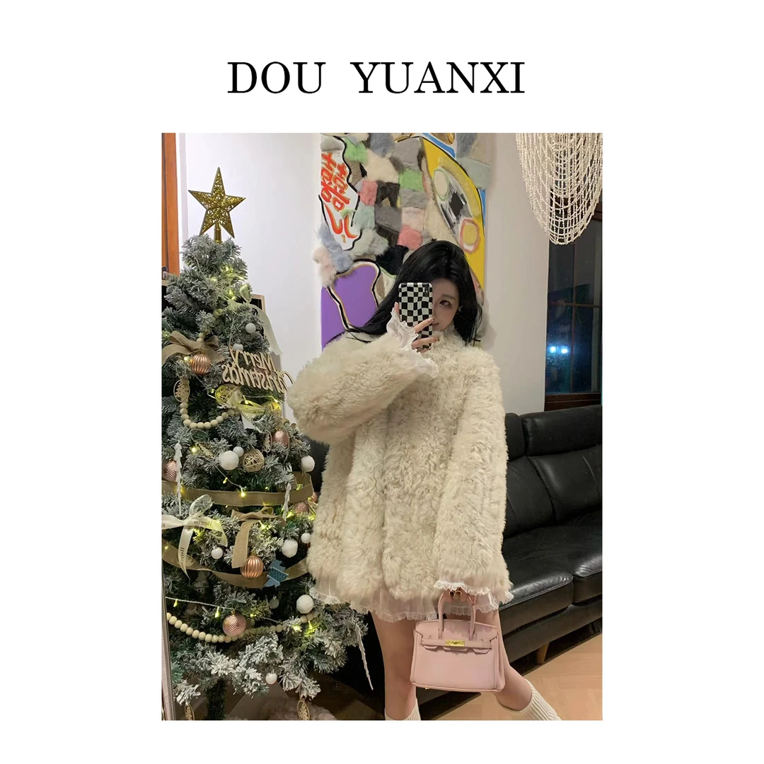 窦元囍【妲己托卡】托斯卡纳皮毛一体卷毛长短款翻领冬季女皮草外套